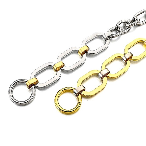 Silver Crystal Chain Link Punk Statement Necklace - Picture 8 of 12